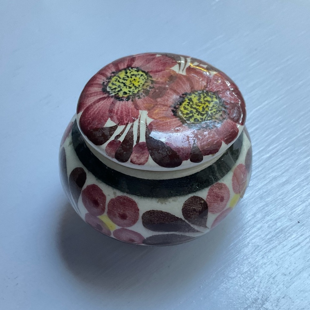 Vintage Talavera Mexico Small Treasure Box - High Glaze Ceramic